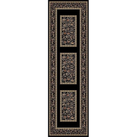 Concord Global 9 ft. 3 in. x 12 ft. 6 in. Ankara Floral Border - Black 62338